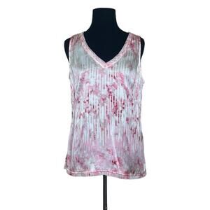 WHBM pink white print sleeveless top size small